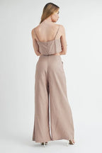 MABLE Linen Mix Crop Cami and Wide Leg Pants Set