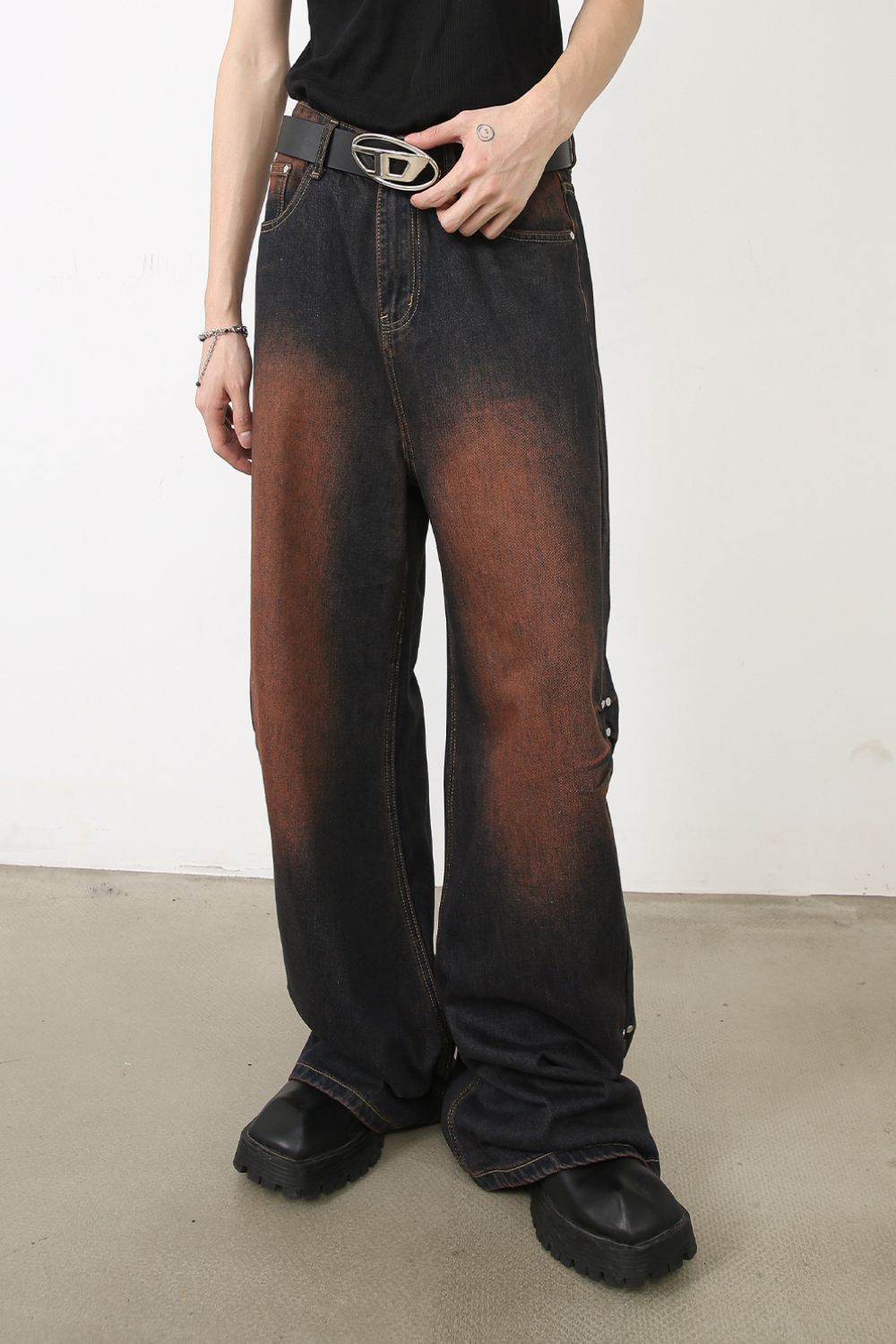 Men's Wasteland Style Wide Leg Jeans