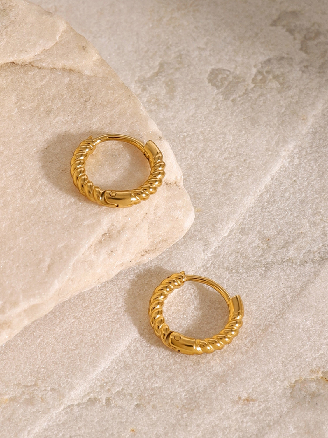 18K Gold-Plated Stainless Steel Huggie Earrings - felvior