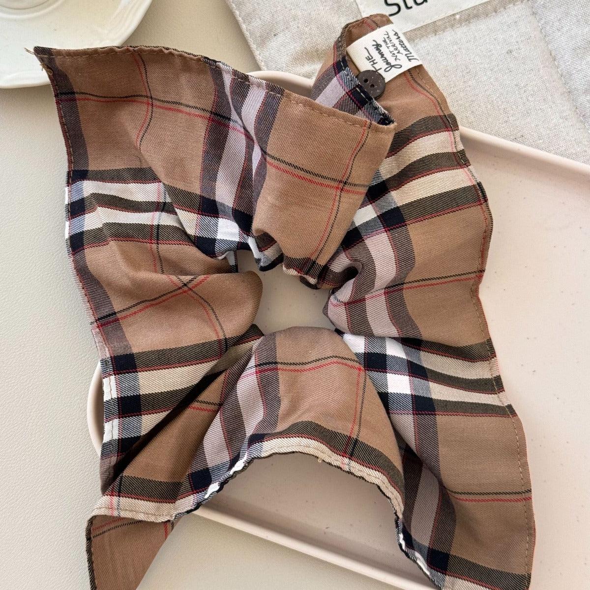 Contrast Plaid Elastic Hair Scrunchy - felvior