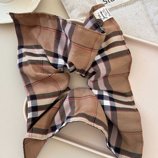 Contrast Plaid Elastic Hair Scrunchy - felvior