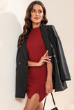 Ribbed Sleeveless Slit Knit Dress - felvior