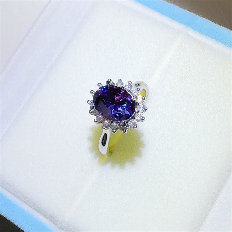 2 Carat 925 Sterling Silver Oval Moissanite Ring - felvior