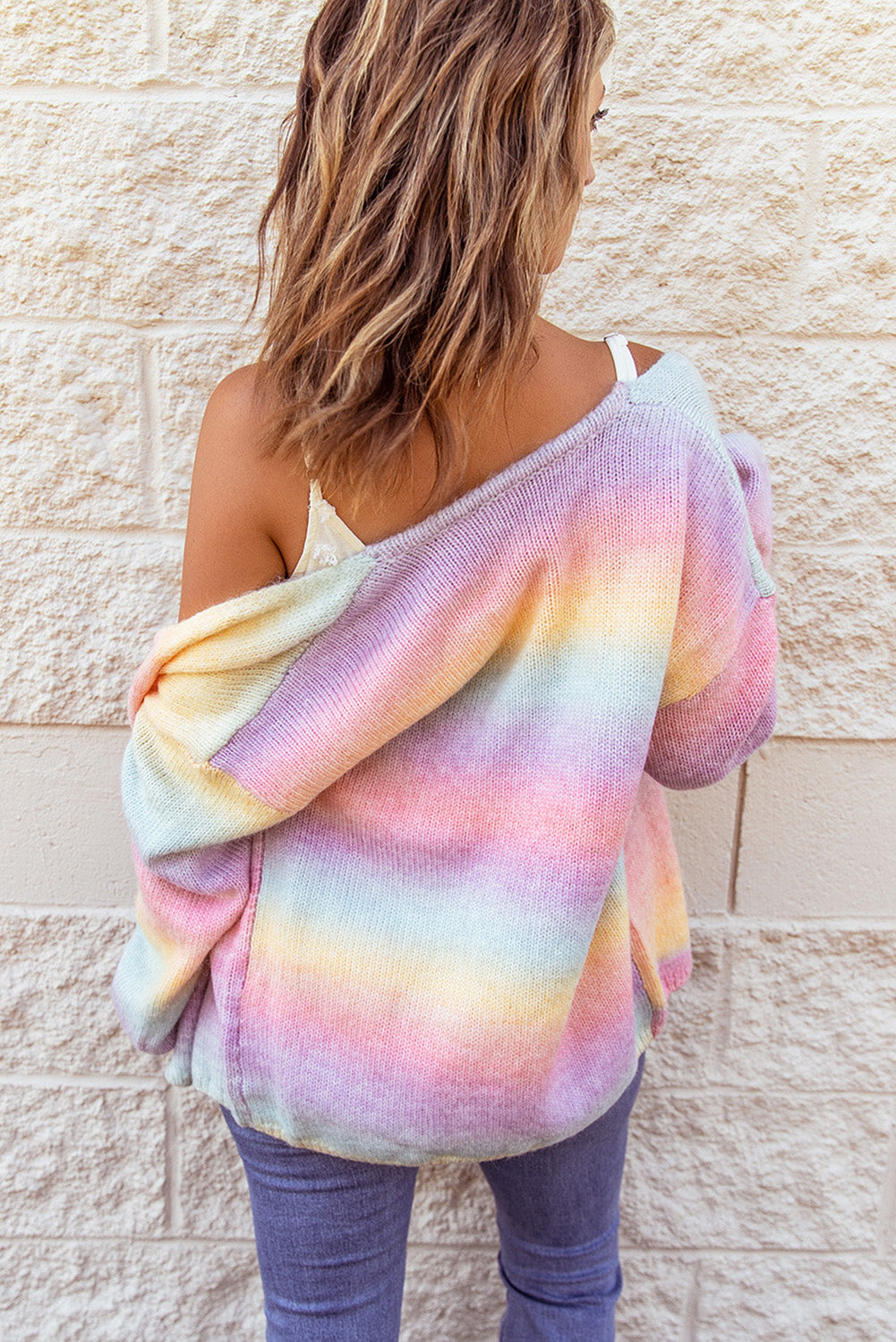 Gradient Open Front Drop Shoulder Cardigan - felvior