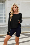 Backless Round Neck Long Sleeve T-Shirt - felvior