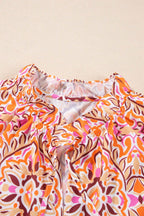 Printed Tie Neck Long Sleeve Mini Dress