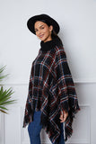 Shiny Turtleneck Plaid Raw Hem Sweater - felvior