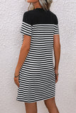 Striped Heart Short Sleeve Dress - felvior