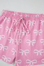 Bowknot Printed Notched T-Shirt and Shorts Set