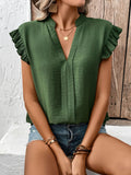 Perfee Ruffled Cap Sleeve Blouse - felvior