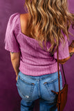 Textured Square Neck Half Sleeve Top - felvior