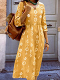 Geometric Notched Neck Dress - felvior