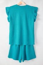 Ruffled Cap Sleeve Top and Shorts Set