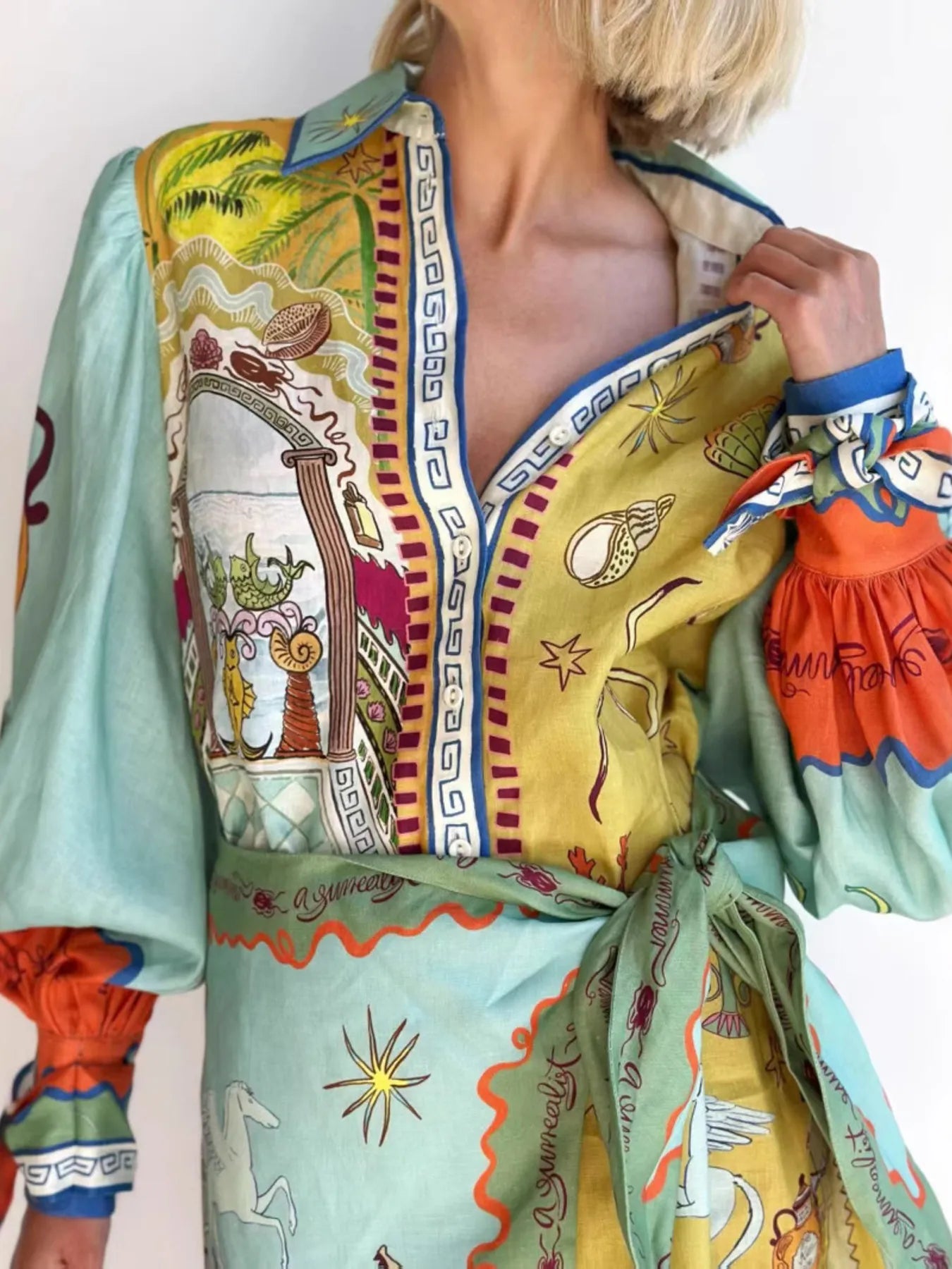 Printed Long Sleeve Shirt Dress Secondary image