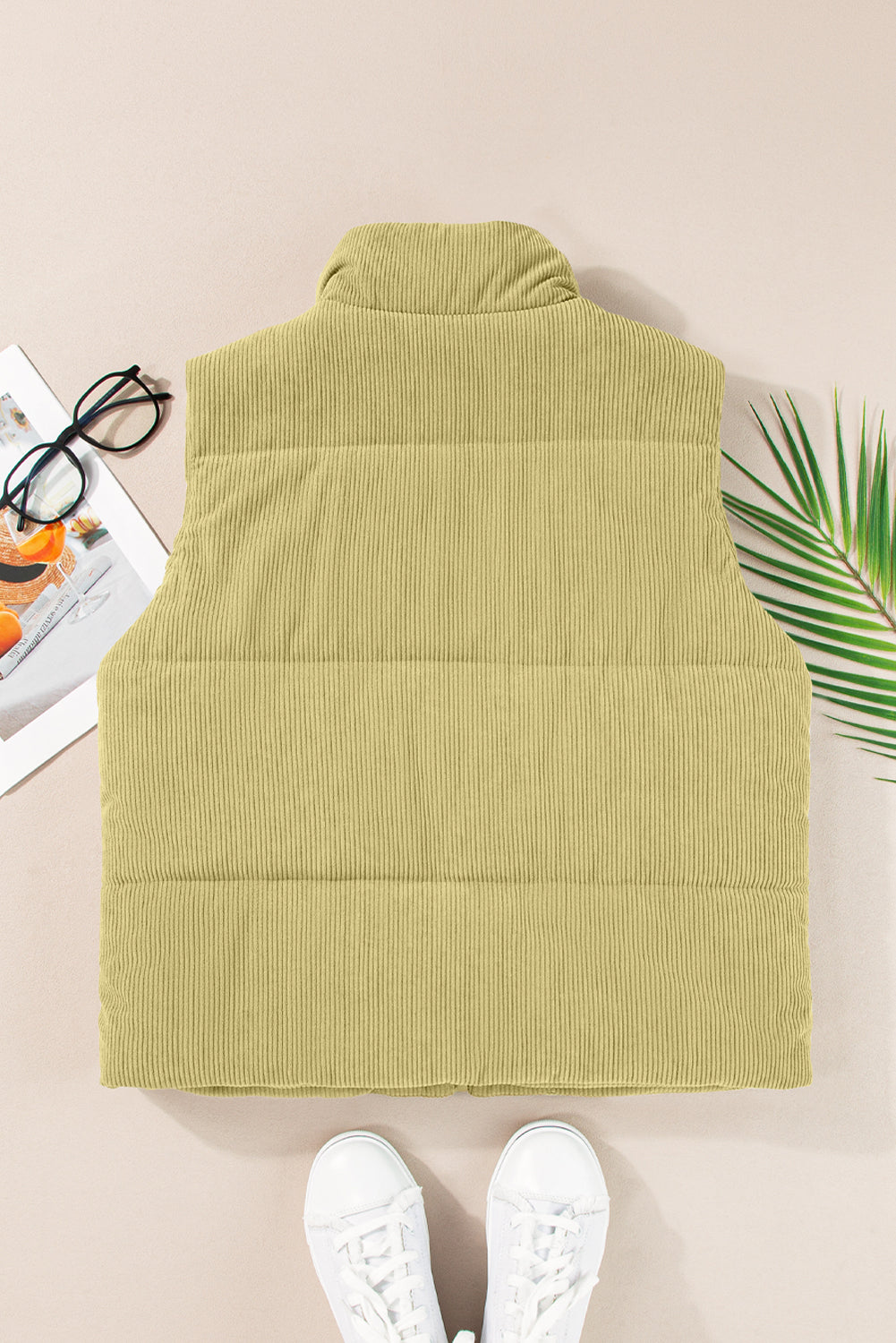 Zip Up Turtleneck Vest Coat - felvior
