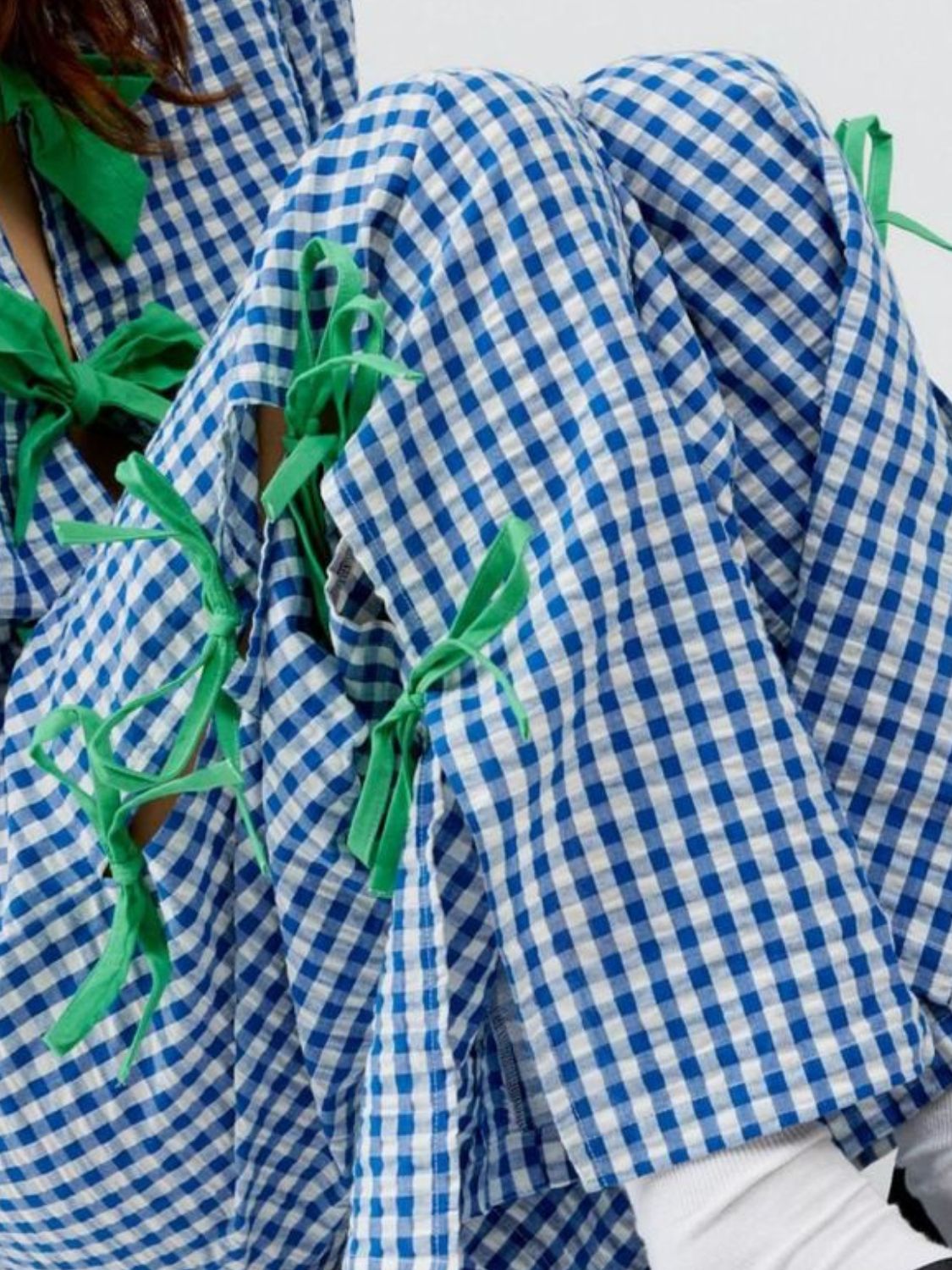 Side Tied Plaid Pants - felvior