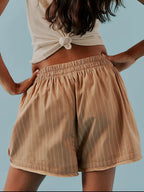Striped Elastic Waist Shorts
