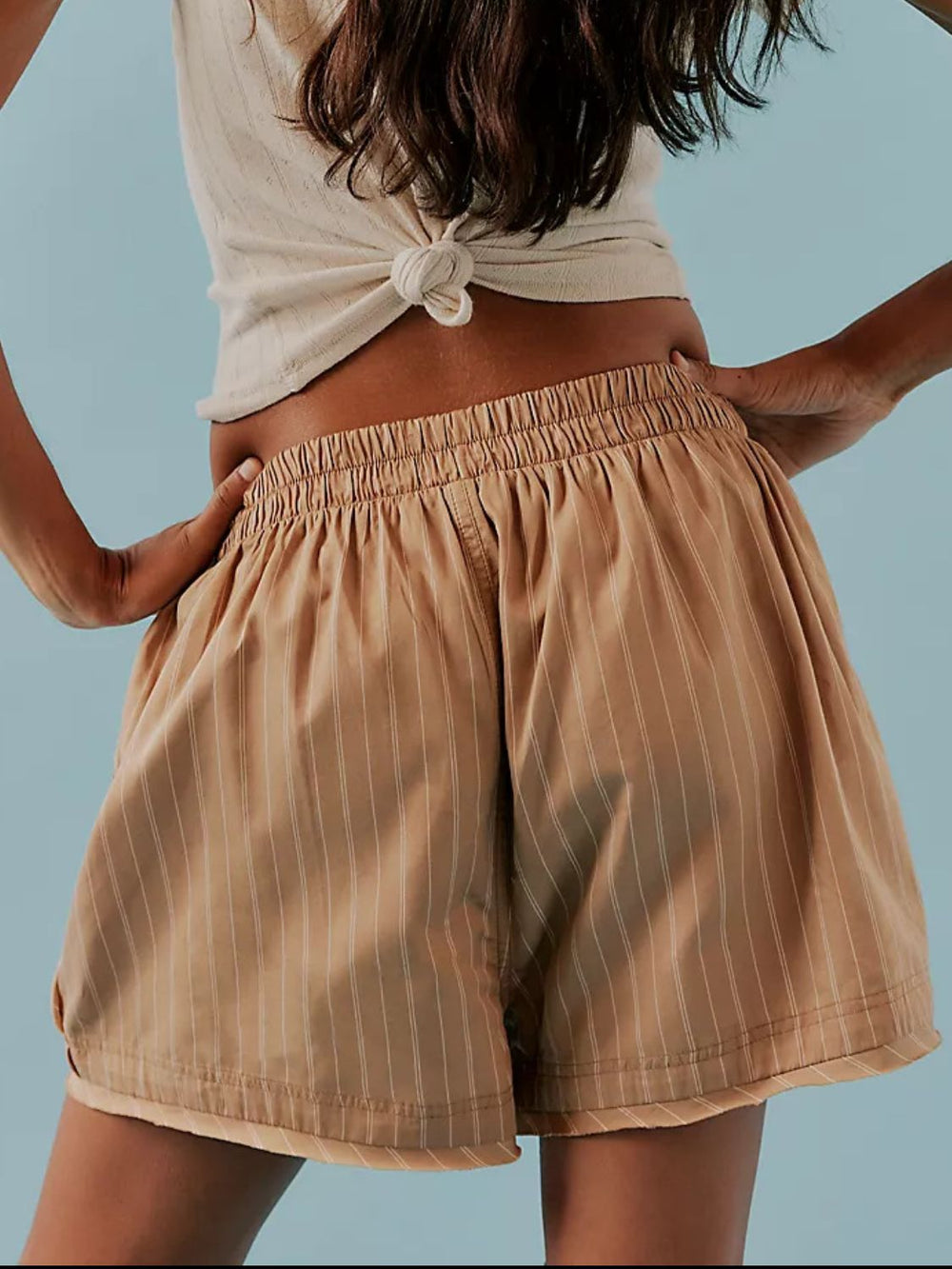 Striped Elastic Waist Shorts