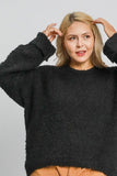 Umgee Full Size Round Neck Long Sleeve Boucle Sweater Plus Size - felvior