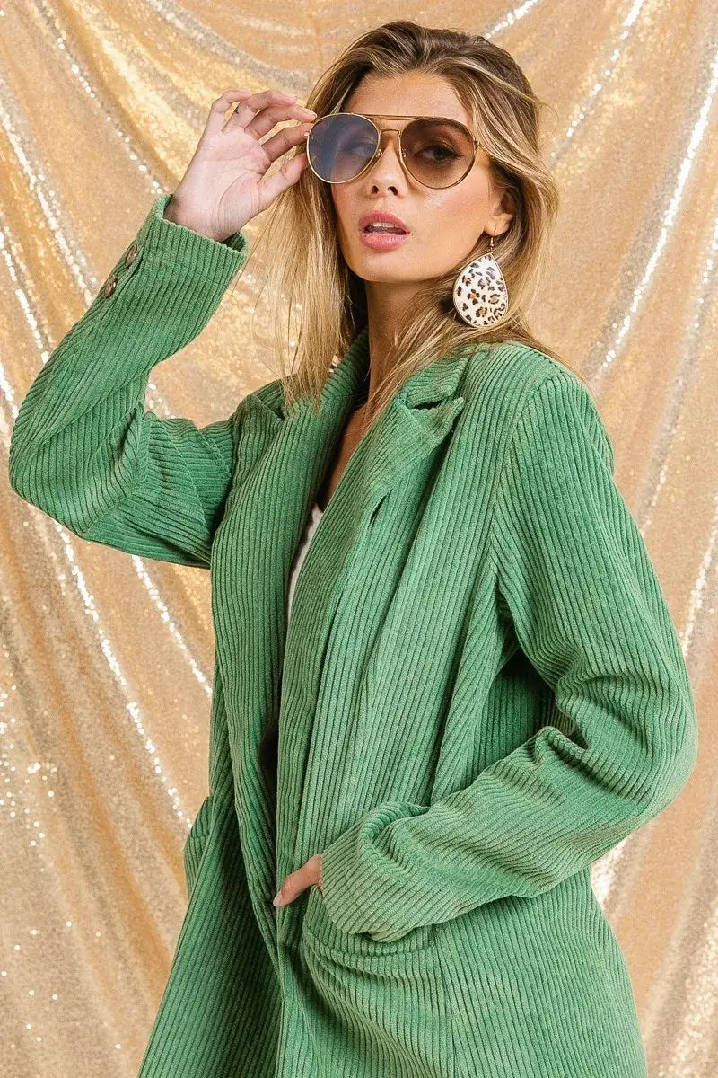 BiBi Vintage Washed Peak Lapel Double Breasted Blazer