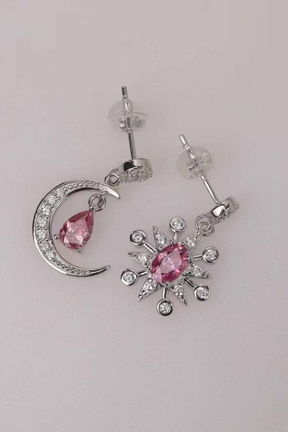 1 Carat Moissanite 925 Sterling Silver Moon & Star Earrings - felvior