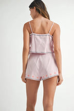 MABLE Embroidered Crop Top and Shorts Set