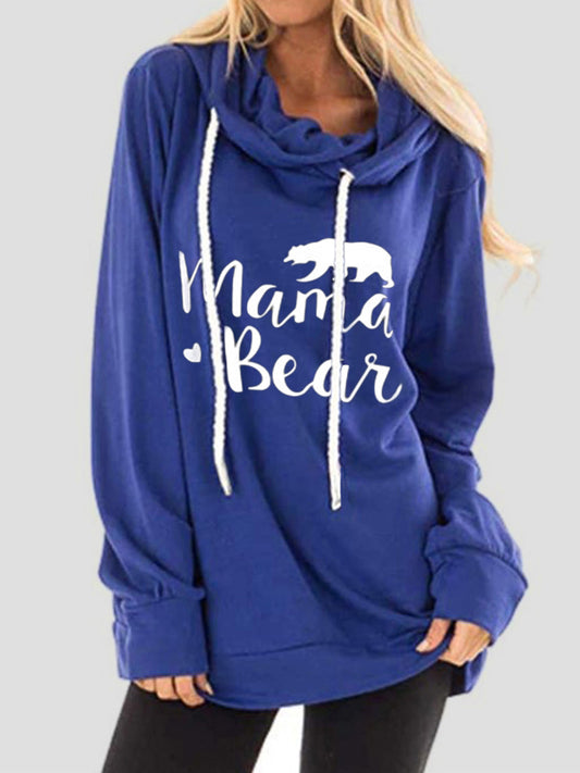 Drawstring Letter Graphic Long Sleeve Hoodie - felvior