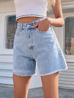 Raw Hem High Waist Denim Shorts