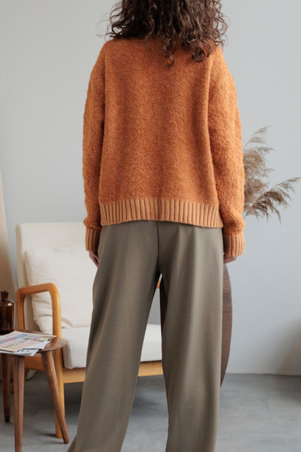 Collared Neck Button Down Long Sleeve Cardigan - felvior
