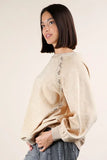 VERY J Plus Size Lace Trim Detail Mineral Washed Knit Top - felvior