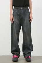 Men's Frayed Hem Jeans with Pockets
