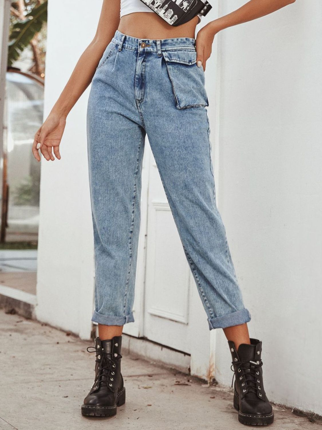 High Waist Straight Leg Jeans - felvior