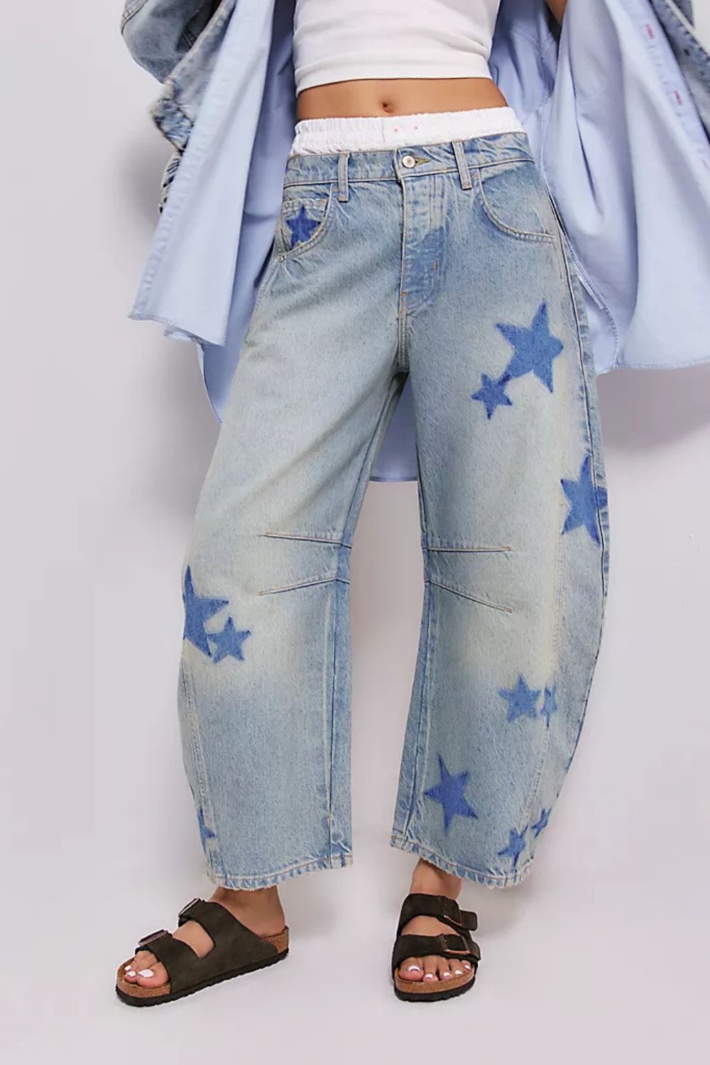 Contrast Star Wide Leg Jeans - felvior