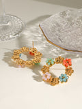 Synthetic Crystal Stainless Steel Flower Earrings - felvior