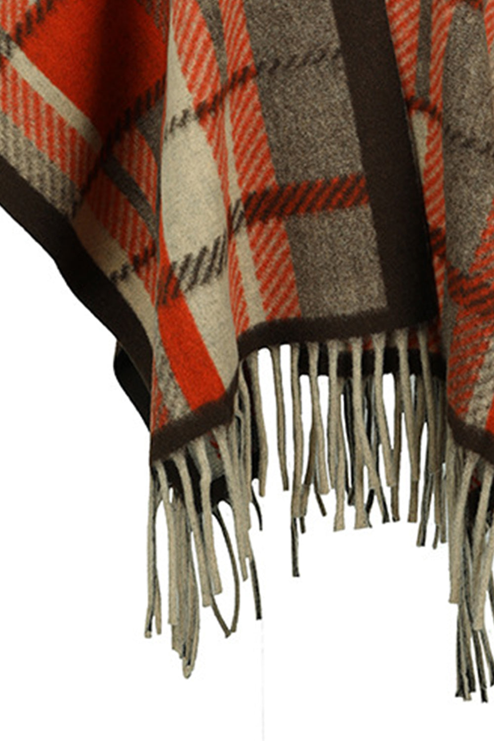 Cloak Sleeve Fringe Detail Poncho - felvior