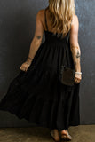 Smocked Tiered Spaghetti Strap Dress - felvior