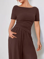 Round Neck Short Sleeve T-Shirt and Pants Set