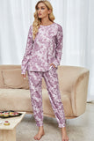 Shiny Tie-Dye Long Sleeve Top and Drawstring Joggers Lounge Set - felvior