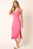 Mittoshop Side Slit Wide Strap Midi Tank Dress - felvior