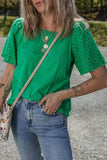 Eyelet Embroidered Patchwork Top - felvior