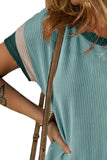 Textured Round Neck Short Sleeve Dress - felvior