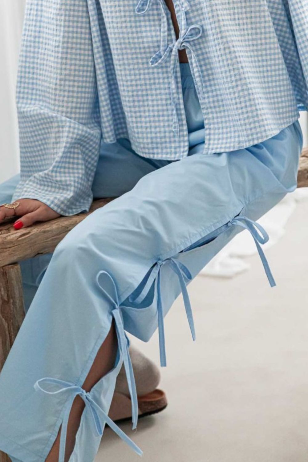 Side Tied Pants with Pockets