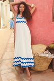 Contrast Trim Square Neck Wide Strap Dress - felvior