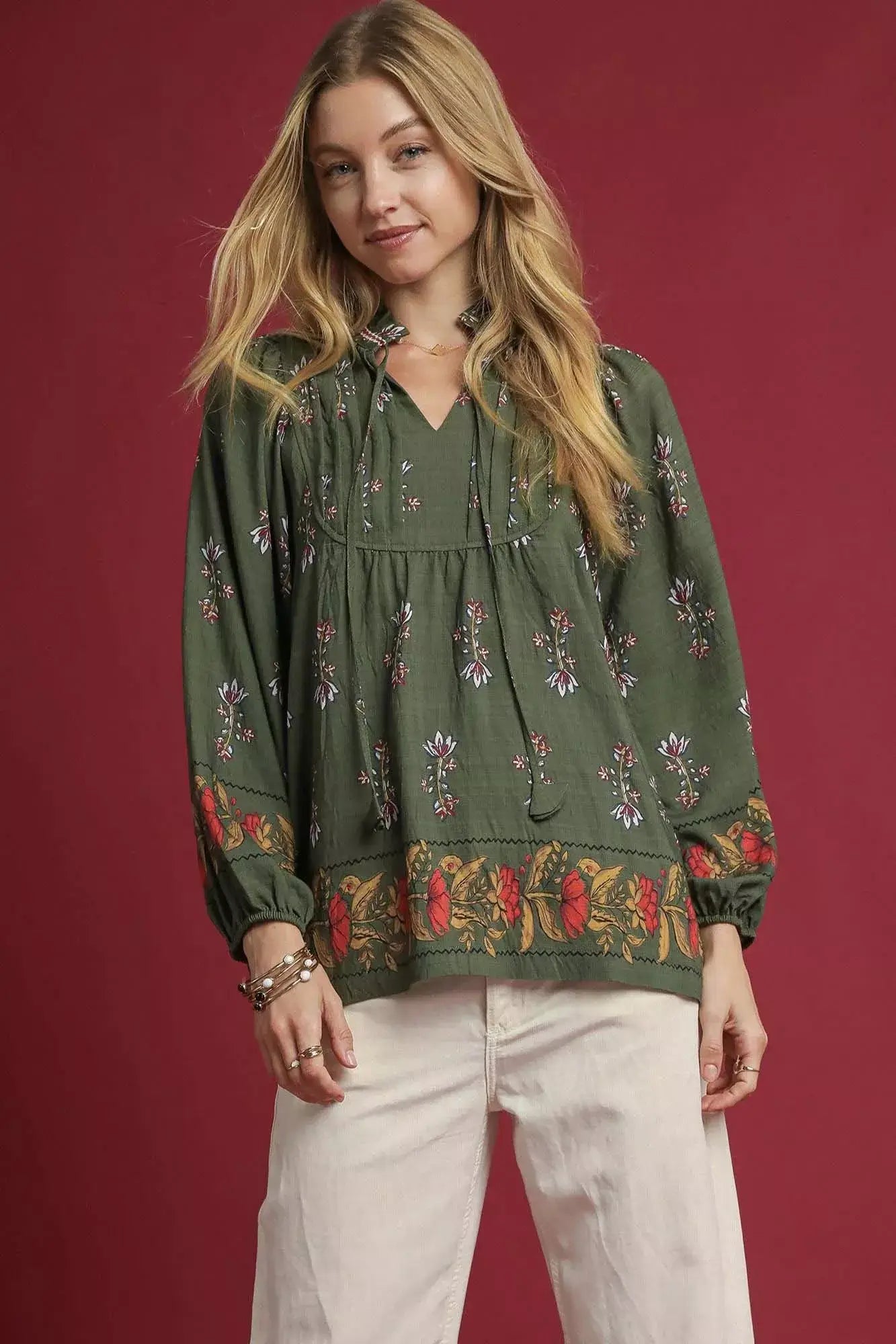Umgee Floral Boho Peasant Blouse Hauptbild