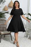 Plus Size Round Neck Openwork Dress - felvior