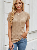 Round Neck Short Sleeve Knit Top - felvior