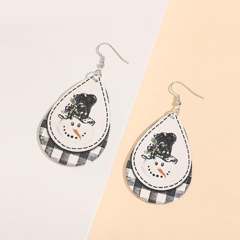 Snowman PU Leather Dangle Earrings Hauptbild