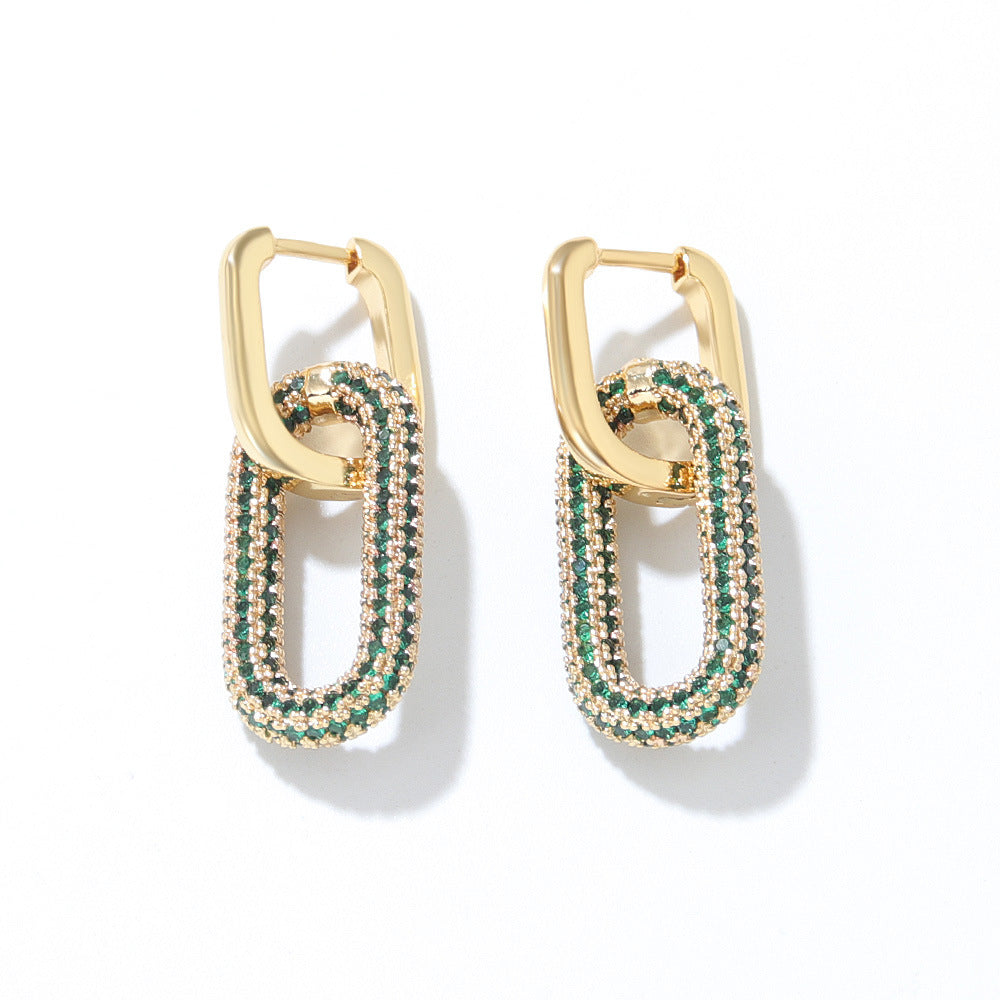 18K Gold-Plated Inland Zircon Earrings - felvior