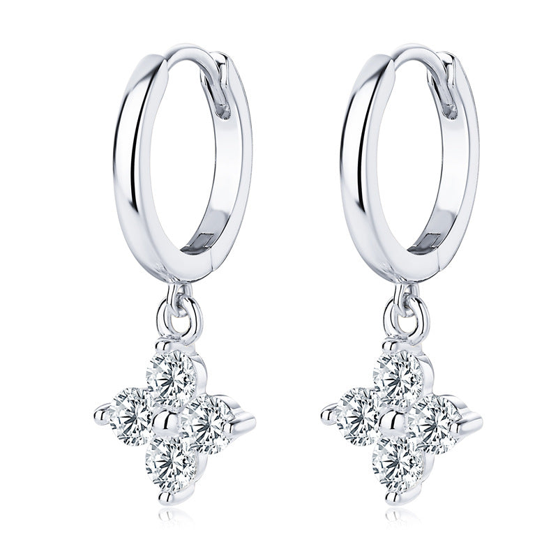 925 Sterling Silver Moissanite Hoop Drop Earrings