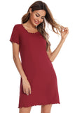 Round Neck Short Sleeve Lounge Dress - felvior